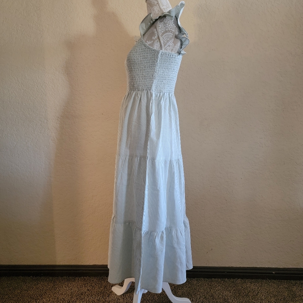 NWT Available Women's Smocked Tiered Striped Maxi Dress Sz L - Picture 2 of 5